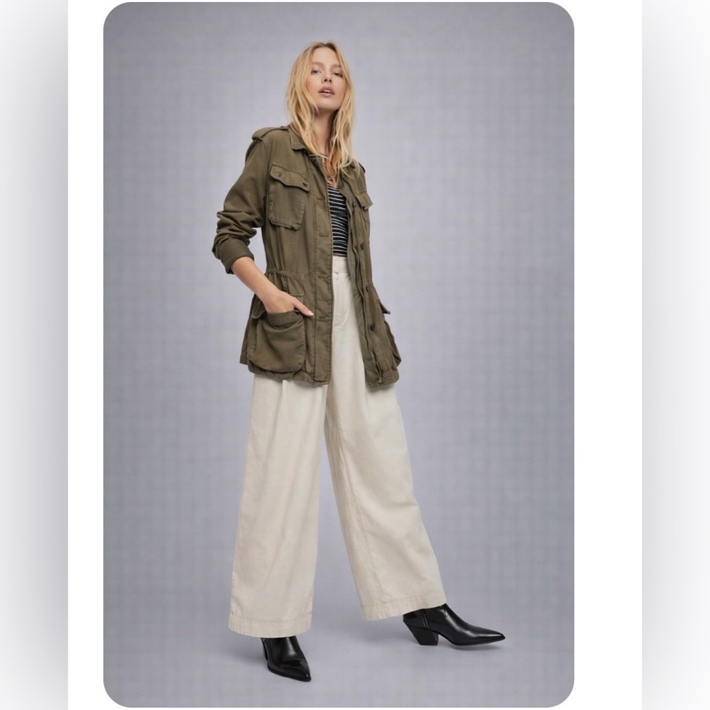 Free People Not Your Brother's Military Style Jacket Moss Khaki Green